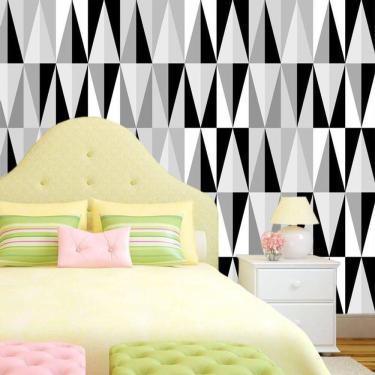 Imagem de Papel De Parede Geométrico Preto Cinza Branco Autocolante