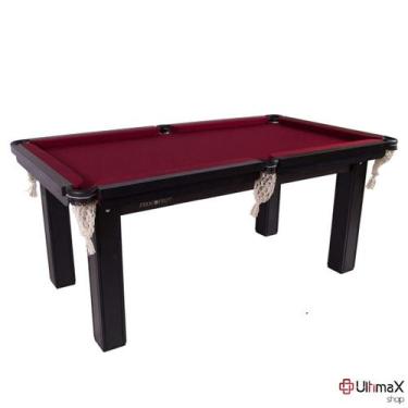 Imagem de Mesa Sinuca 1,87 x 1,08 Tecido VINHO Procopio Tampo MDF com acessorios