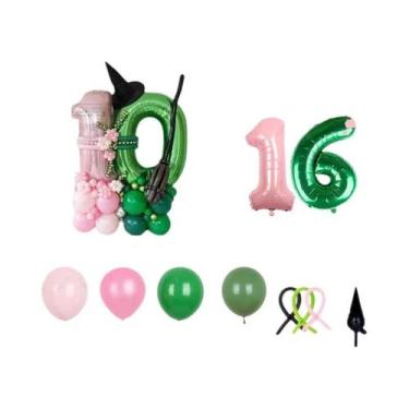 Imagem de Balões De Aniversário Rosa E Verde De 32 Polegadas, 51 Peças, Decoraçã