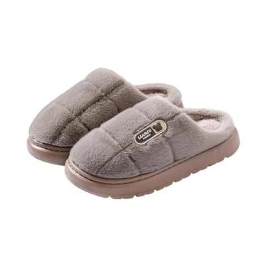 Imagem de Pantufas Grandes De Inverno 50 51 Com Sola Grossa Para Uso Interno, Qu