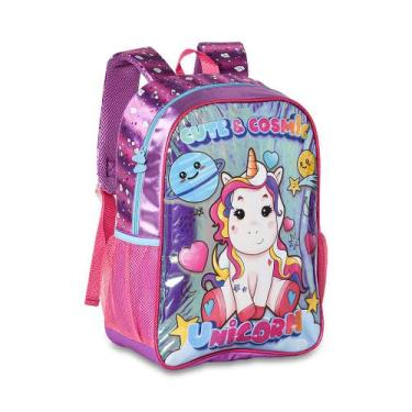 Imagem de Mochila Costas Escolar Infantil Holográfica Unicórnio - Clio