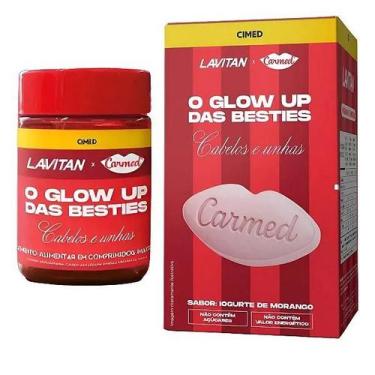 Imagem de Lavitan Cabelos e Unhas Carmed Iogurte de Morango (60 gummies) - Cimed