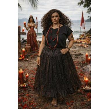 Imagem de Saia de renda umbanda e candomblé 3m de roda tamanho:únicocor:preto - 
