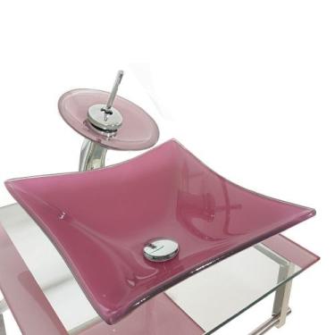 Imagem de Gabinete de Vidro 60cm para banheiro Ucrânia Suporte de Polipropileno 
