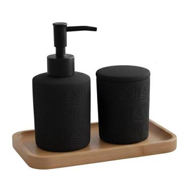Imagem de Jogo De Banheiro Kit 3 Peças Bandeja Pote Organizador E Porta Sabonete