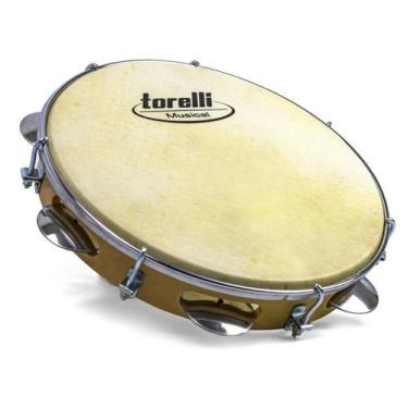 Imagem de Pandeiro 10 Injetado Pele Animal - Natural Torelli TP 300