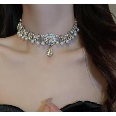 Imagem de N-L2010-Colar Bijuteria Festa Luxo Choker Pedraria Casamento M0833 - x
