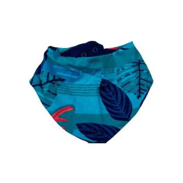 Imagem de Babador Bandana Bebê Azul Folhas - Malwee