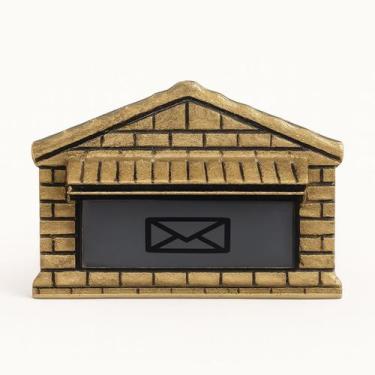 Imagem de Caixa de Correio Casinha Colonial Dourado ou Prata - Para Embutir Muro