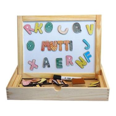Imagem de Lousa Magnética Dupla Face Brinquedo Educativo Alfabeto Alfabetização 