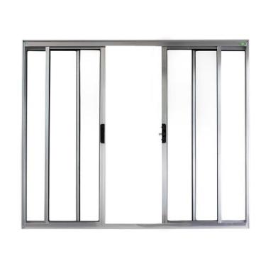 Imagem de Janela Correr 4 Folhas Central sem Grade Vidro Liso 100x100cm Ecosul E