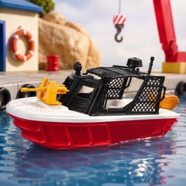 Imagem de Barco Resgate Bombeiro Boia Grande Brinquedo Menino Heroi - Usual Brin