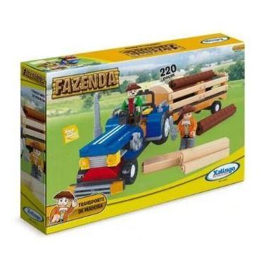 Imagem de Blocos de montar - fazenda madeira - 200 peças - Xalingo