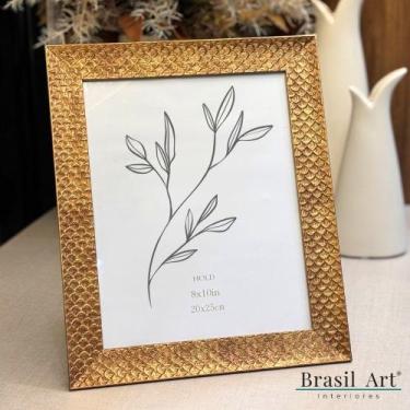 Imagem de Porta-Retrato Decorativo Escama Ouro Velho 20x25cm - brasil art