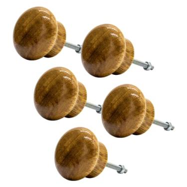 Imagem de 5 Puxadores De Madeira Armário Móvel Cômoda Cristaleira SMG (Cerejeira)