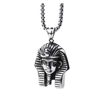 Imagem de Corrente com pingente aço inox Faraó Esfinge Pirâmide Múmia