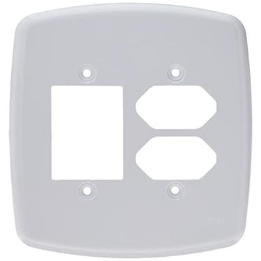 Imagem de Placa 4x4 para 1 interruptor de 3 teclas + 2 tomadas 2P+T - cor branca