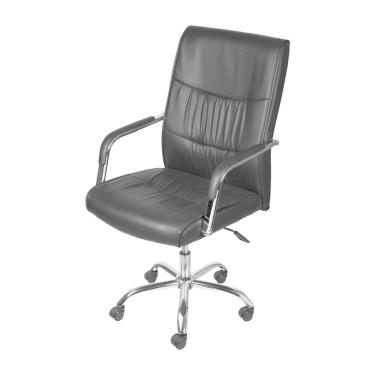 Imagem de Cadeira Boxbit Estocolmo Baixa Rodízio Preta em P.U. Base Rodízio Cromada