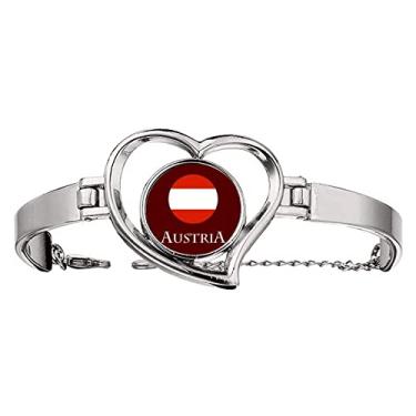 Imagem de N/A N/A Bracelete com bandeira austríaca europeia viena coração joia pulseira de arame, medium, metal