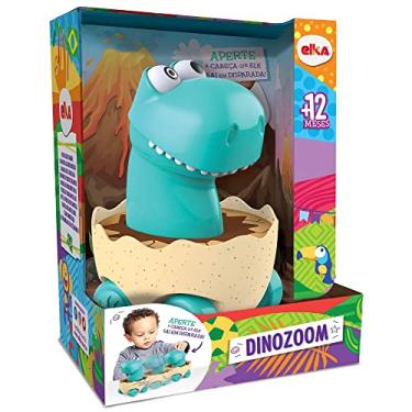 Imagem de Elka Brinquedo Para Bebe Dinozoom A Fricção Cor: Corpo E Rodas Verde Água/Base Amarela Clara
