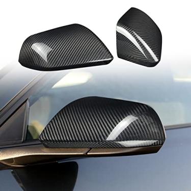 Imagem de FINMOKAL Coberturas De Espelhos Laterais De Fibra De Carbono Real Para Ford Mustang 15-2020 Com Sinal De Led Gt Preto, Fibra De Carbono