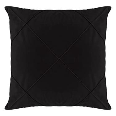 Imagem de Capa Almofada Drapeada Decorativa Suede Tons Neutros 55x55 (Preto)