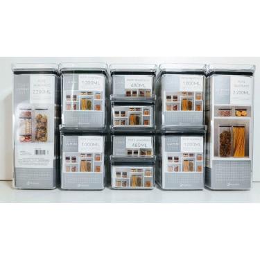 Imagem de KIT 10 Potes Herméticos Quadrados 480/1000/2200ml Empilhável Paramount