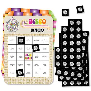 Imagem de Big Dot of Happiness 70's Disco - Cartas e Marcadores de Bingo Bar - Jogo de Bingo Discoteca Fever Party da década de 70 - Conjunto de 18