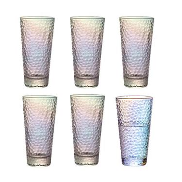 Imagem de Copos de bebida Highball, conjunto de 6 copos de barra pesados coloridos para água, refrigerante, suco, coquetéis, coquetéis Whisky Glass - 410 ml