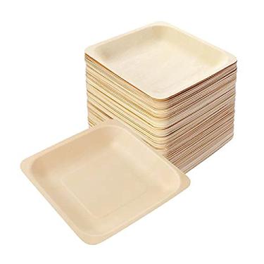 Imagem de Perfectware Pratos descartáveis de madeira de bétula 100% compostáveis e biodegradáveis de qualidade premium totalmente natural ecológico de 12 cm. Ótimo para festas, eventos de casamento (14 x 14 cm) 25 peças