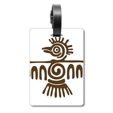 Imagem de Totems México Águia Careca Civilização Antiga Bolsa Etiqueta Bagagem Cartão Pendurado Etiqueta Scutcheon, Multicolorido.