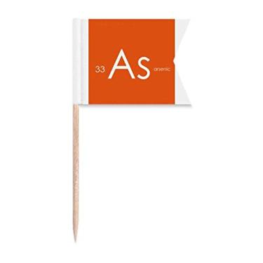 Imagem de Tabela periódica de elementos químicos, arsênico semimetal como bandeiras de palito, marcação de rotulagem para bolo de festa, placa de queijo