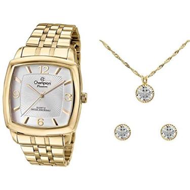 Imagem de Relogio Champion Feminino Quadrado Grande Dourado