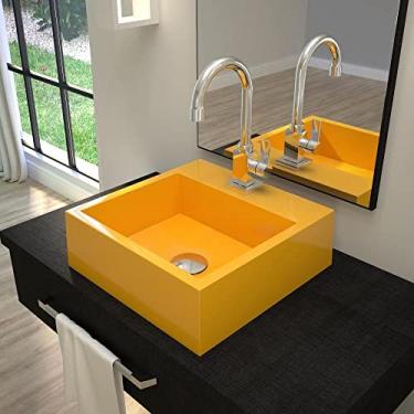 Imagem de Kit Cuba Q395 C/Torneira Luxo 1195 + Válvula Click 1 1/2'' (04cm) Amarelo