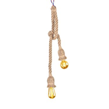 Imagem de Cabo de luz pendente,kit de luz pendurado em cord?o de lampada de tecido vintage com corda de canhamo torcido conjunto de soquete de luzes pendentes E27 para lampada pendente(Double Heads), Lamp