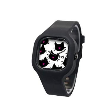 Imagem de Relogio Be Watch Gato Fofinho Pulseira Silicone Preta