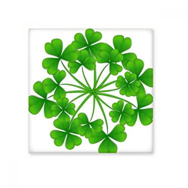 Imagem de Círculo de trevo de quatro folhas da Irlanda Dia de São Patrício Azulejo de cerâmica brilhante Decalque de pedra adornada de tijolos vitrificados