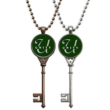 Imagem de OFFbb-USA Letra Expression Unity Art Deco Presente Fashion Chaveiro Colar Pingente Joias Decoração de Casal