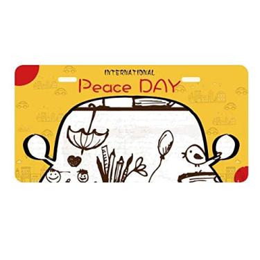 Imagem de DIYthinker Ilustração fofa para crianças, estante, placa de licença de faculdade, etiqueta para decoração de carro, dia da paz