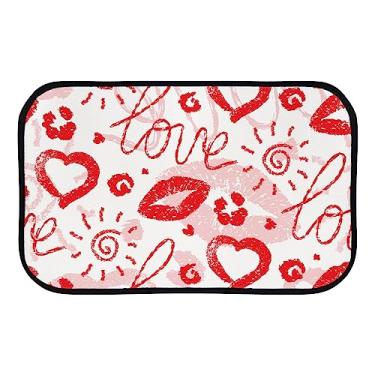Imagem de DreamBay Tapetes de porta para entrada tapetes macios 78,7 x 50,8 cm, batom vermelho, símbolos de coração, amor, antifadiga, tapete de pé interno e externo capacho de boas-vindas para sala de estar quarto
