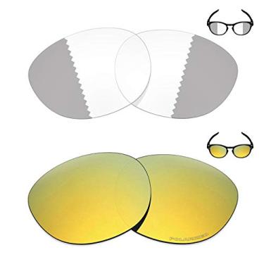 Imagem de 2 pares de lentes de reposição para óculos de sol Oakley Latch da Mryok+ - cinza eclipse fotocromático/ouro 24K