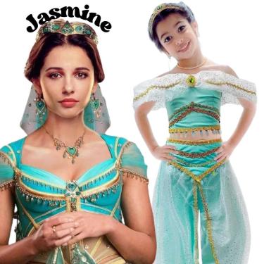 Imagem de Fantasia Princesa Jasmine Aladdin Bebê de Luxo com Tiara