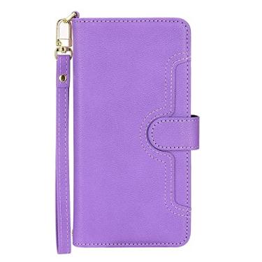 Imagem de IDEWEI Capa com compartimento para cartão para Doogee S88 Plus com suporte flip para Doogee S88 Plus Retro Magnetic Phone Shell Wallet Phone Case com slots de cartão roxo