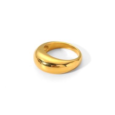Imagem de Loqimu Anéis minimalistas de aço inoxidável dourado anéis empilháveis para mulheres adolescentes meninas anel de dedo aliança de casamento joias tamanho 6 7 8, Aço inoxidável, Sem pedra preciosa