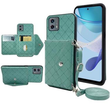 Imagem de Furiet Capa carteira compatível com Motorola Moto G 5G 2023 com alça de ombro transversal e suporte de couro para cartão de crédito, acessórios para celular para G5G G5 feminino, verde