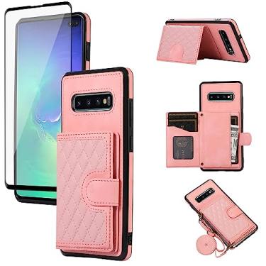 Imagem de Asuwish Capa de celular para Samsung Galaxy S10 Plus com protetor de tela de vidro temperado e alça transversal com suporte para cartão S10+ S10plus 10S Edge S 10 10 plus mulheres meninas rosa
