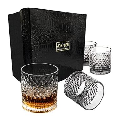Imagem de Conjunto de copos Whiskey com 4 copos escoceses premium de 325 ml Copos de uísque à moda antiga Copos de vidro estilo rum para Bourbon, melhores presentes para homens, pais, marido
