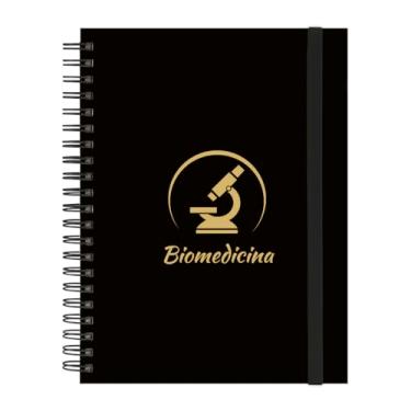 Imagem de Caderno Universitário Plus 10 Matérias Profissões Biomedicina (Preto e Gold)