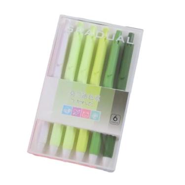 Imagem de Joucien 6 peças/caixa - 0,5 mm Morandi Color Press Neutral Pen Creative Student Plastic Press Conjunto de canetas neutras - Morandi Army Green (pacote com 6)