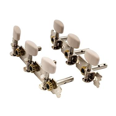 Imagem de Musiclily Jogo de Tarraxas 3+3 Pino Grosso para Violão de Aço 6 Cordas,Níquel com Botão Metal